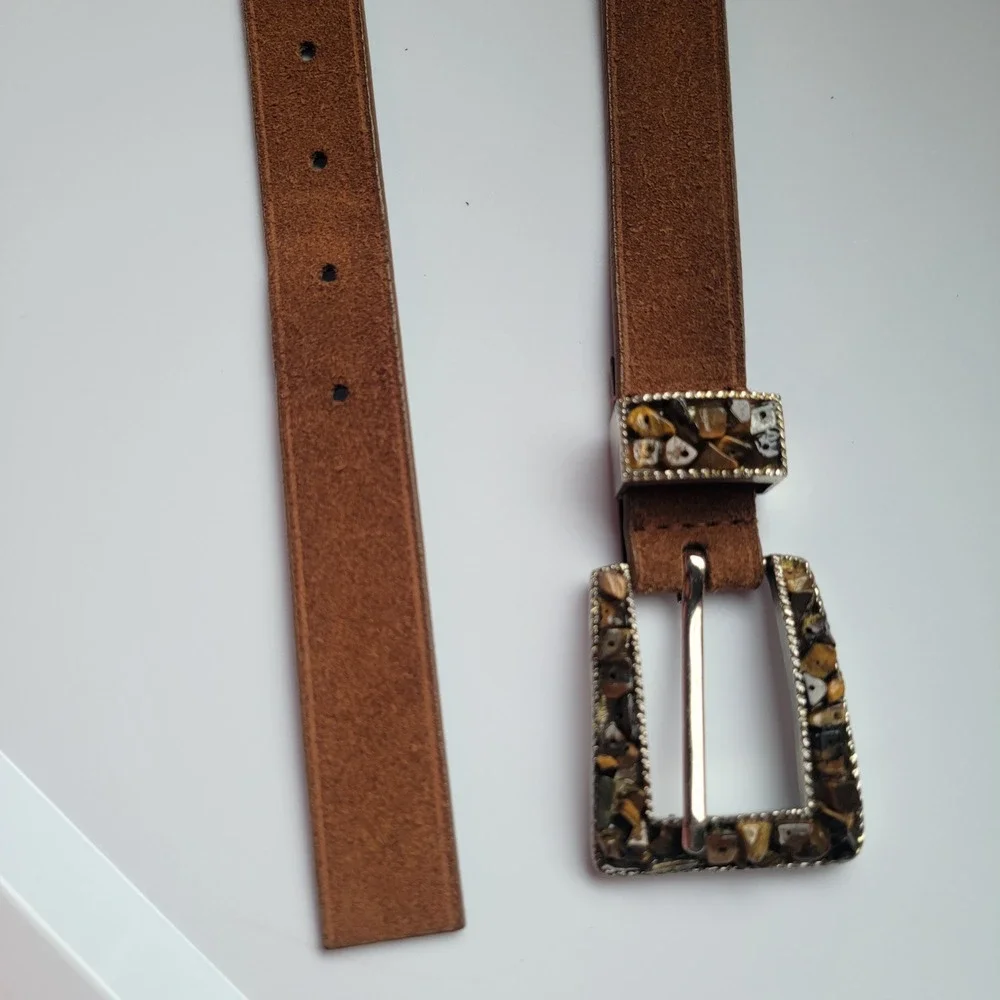 Nine West‎ Brown Genuine Suede Leather Belt Buckle Small